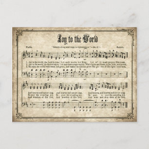 Joy to the World Vintage Christmas Carol Briefkaar Feestdagenkaart