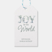 Joy to the World Waterverf Winter Greenery Cadeaulabel (Voorkant)