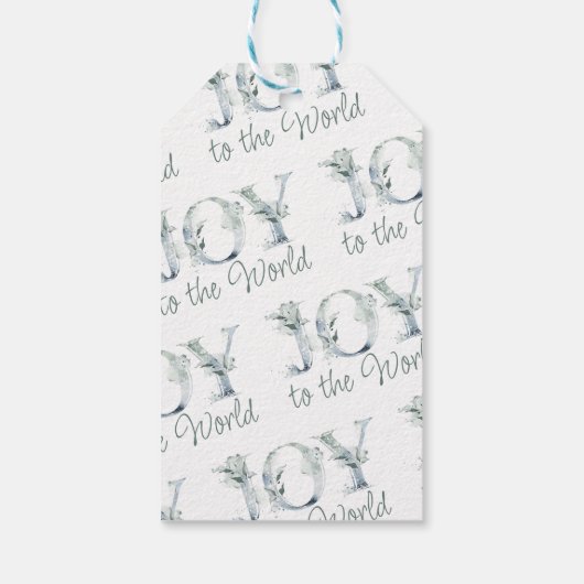 Joy to the World Waterverf Winter Greenery Cadeaulabel (Achterkant)