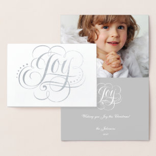 Joy to the World White Silver Foil kerstengel Folie Kaarten