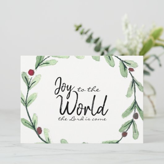 Joy to the World WreatPhoto kerstKaart (Staand voorkant)