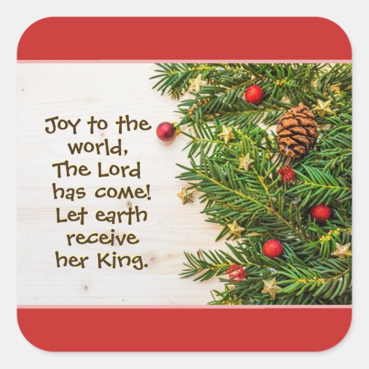 Joy to World de Heer is kerst Carol Vierkante Sticker (Voorkant)