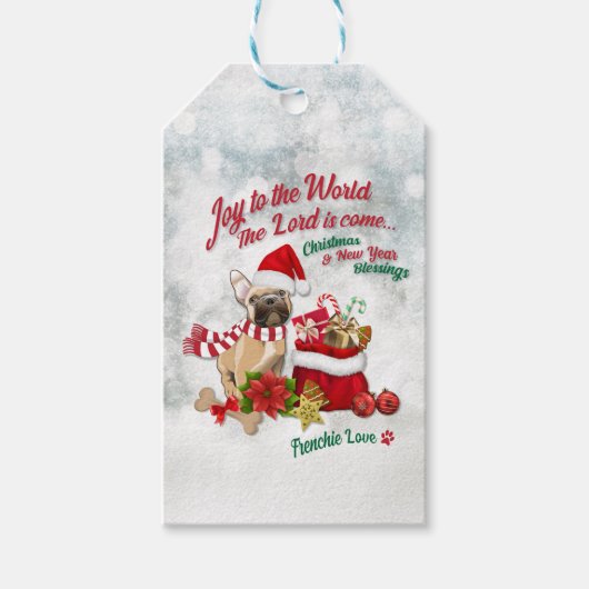 Joy to World - Frenchie Love Cadeaulabel (Voorkant)