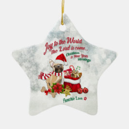 Joy to World - Frenchie Love Keramisch Ornament