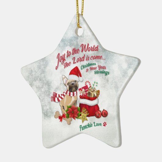 Joy to World - Frenchie Love Keramisch Ornament (Links)