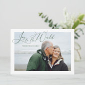 Joy to World Green Photo met kerstmis Feestdagenkaart (Staand voorkant)