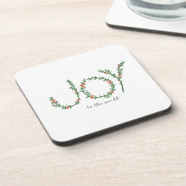 Joy to World KerstGreen Wreath & Berries Bier Onderzetter