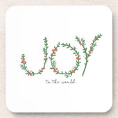 Joy to World KerstGreen Wreath & Berries Bier Onderzetter (Voorkant)