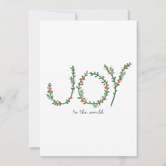 Joy to World KerstGreen Wreath & Berries Feestdagenkaart (Voorkant)