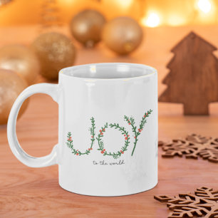 Joy to World KerstGreen Wreath & Berries Koffiemok
