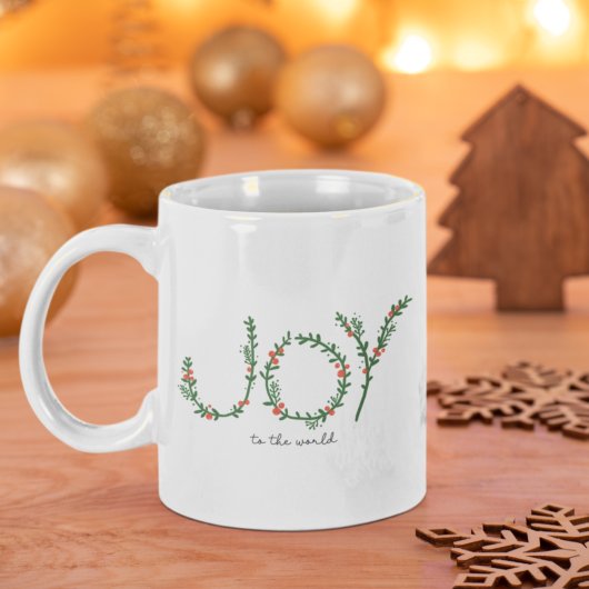 Joy to World KerstGreen Wreath & Berries Koffiemok