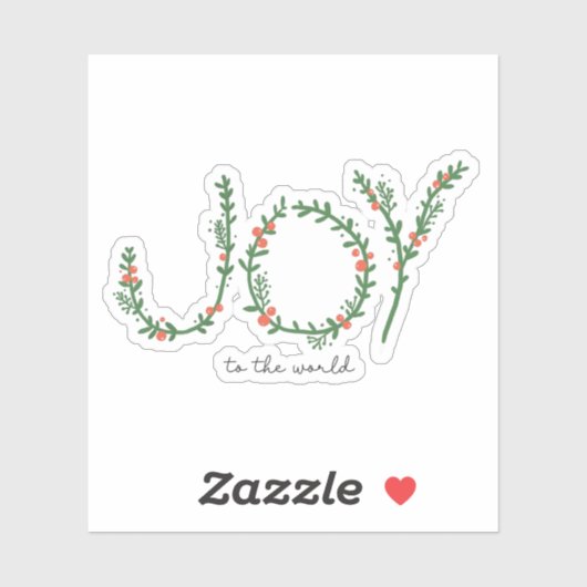 Joy to World KerstGreen Wreath & Berries Sticker (Vel)