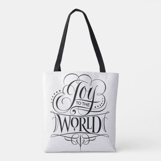 Joy to World Kerstkalligraphy White Tote Bag (Achterkant)