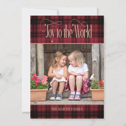 Joy to World Kerstred Black Buffalo Pset Feestdagenkaart (Voorkant)