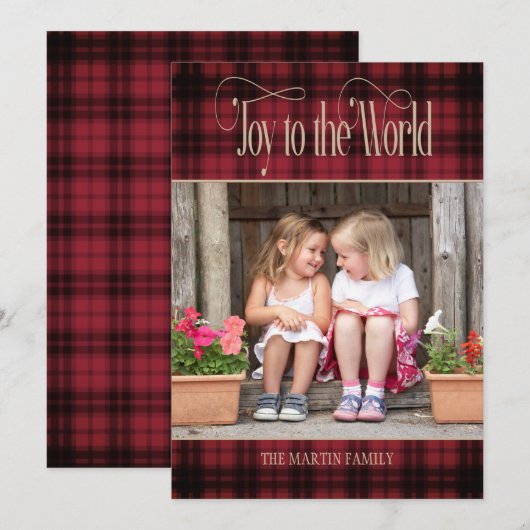 Joy to World Kerstred Black Buffalo Pset Feestdagenkaart (Voorkant / Achterkant)