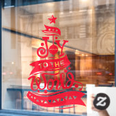 Joy to world Kersttypografie red Raamsticker (Cafe Raam)
