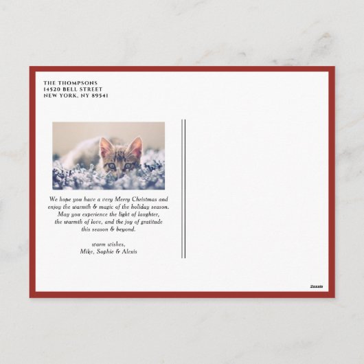 Joy to world Lettering Red Kerstfoto Feestdagenkaart (Achterkant)