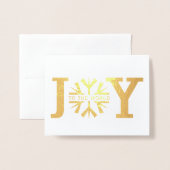 Joy to world modern sneeuwflake kerstgoud folie kaarten (Voorkant met envelop)