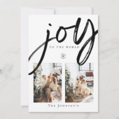 Joy to World Snowflake Black and White Photo Feestdagenkaart (Voorkant)
