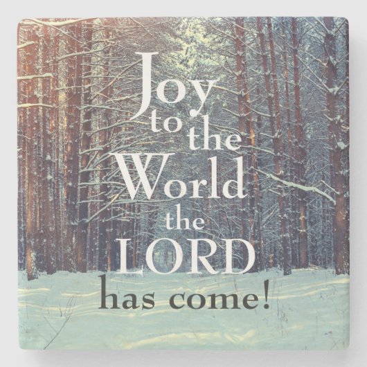 Joy to World the Lord heeft komaan, Winter Forest Stenen Onderzetter (Voorkant)