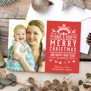 Joy to world Typography Merry kerstfoto Feestdagenkaart
