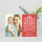 Joy to world Typography Merry kerstfoto Feestdagenkaart (Staand voorkant)