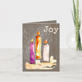 Joy! Trio van de Waterverf van kaarsen Sparkle Feestdagen Kaart