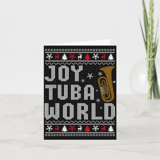 Joy Tuba World Funny Music Lover Ugly Christmas Sw Kaart (Voorkant)