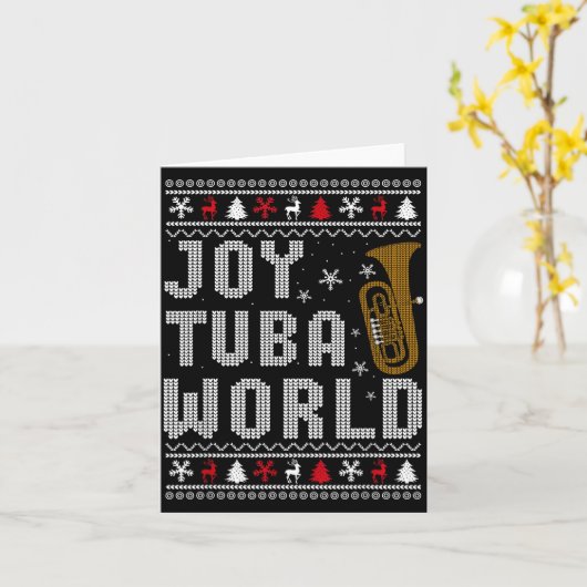 Joy Tuba World Funny Music Lover Ugly Christmas Sw Kaart (Gele Bloem)