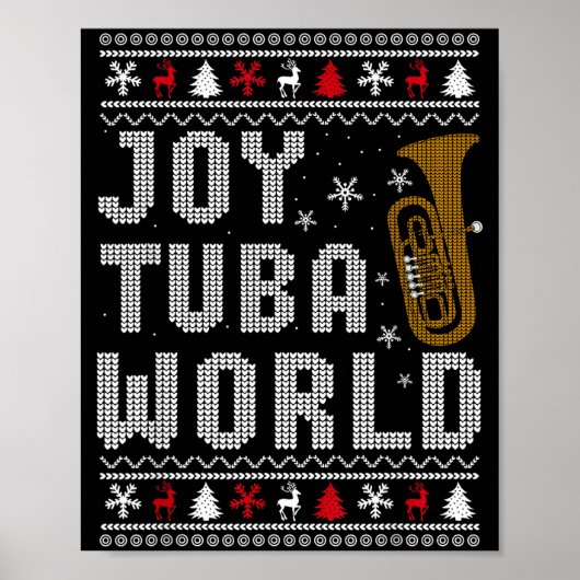 Joy Tuba World Funny Music Lover Ugly Christmas Sw Poster (Voorkant)