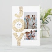 Joy twee foto's met kerstfeestjes gouden vleugje m feestdagenkaart (Staand voorkant)