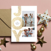 Joy twee foto's met kerstfeestjes gouden vleugje m feestdagenkaart