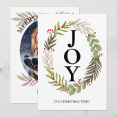JOY-Two-Sided Merry kerstfoto Kaart (Voorkant / Achterkant)