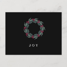 "JOY" Typografie Holly Berry Wreath Holiday Briefkaart