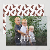JOY Typografie Kerstboom Familie Foto Flat Feestdagenkaart (Voorkant / Achterkant)