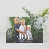 JOY Typografie Kerstboom Familie Foto Flat Feestdagenkaart (Staand voorkant)