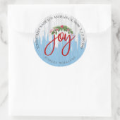 Joy typografie op bijtend geschilderd hout ronde sticker (Tas)