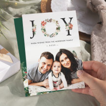 JOY Typografie Poinsettia Bloem Kerst Foto