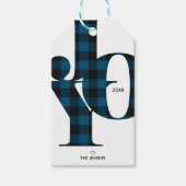 Joy Typography Blue Buffalo Play Holiday Cadeaulabel (Voorkant)
