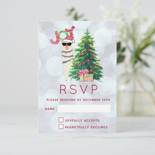 Joy Typography | Christmas Llama RSVP (Staand voorkant)