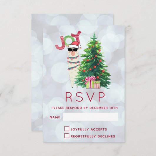 Joy Typography | Christmas Llama RSVP (Voorkant / Achterkant)