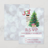 Joy Typography | Christmas Llama RSVP Kaartje (Voorkant / Achterkant)