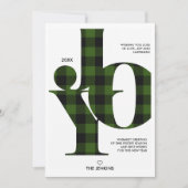 Joy Typography Green Buffalo Pset Photo Holiday Kaart (Voorkant)