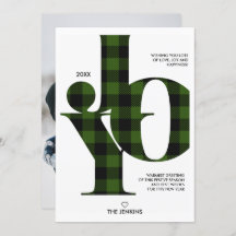 Joy Typography Green Buffalo Pset Photo Holiday