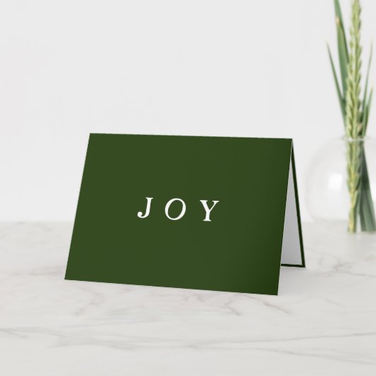 JOY Typography Green Simple Modern Holiday Kaart (Voorkant)