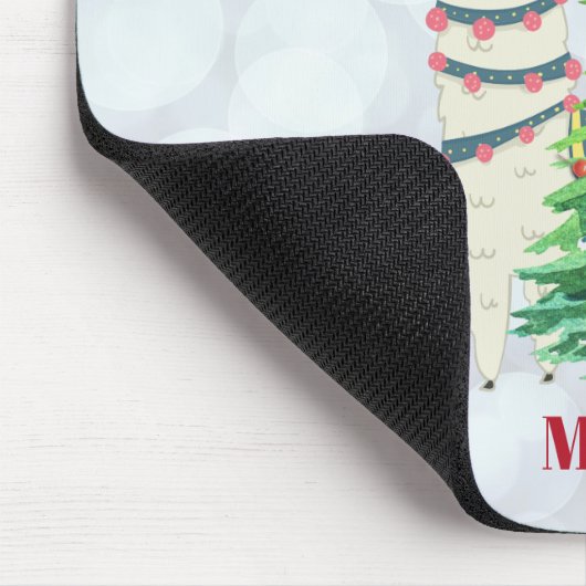 Joy Typography | Kerst Llama achter de boom Muismat (Hoek)