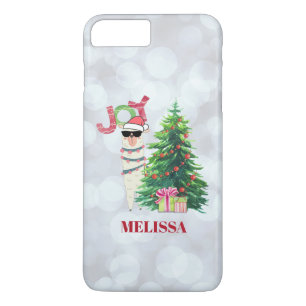 Joy Typography   Kerst Llama met boom iPhone 8/7 Plus Hoesje