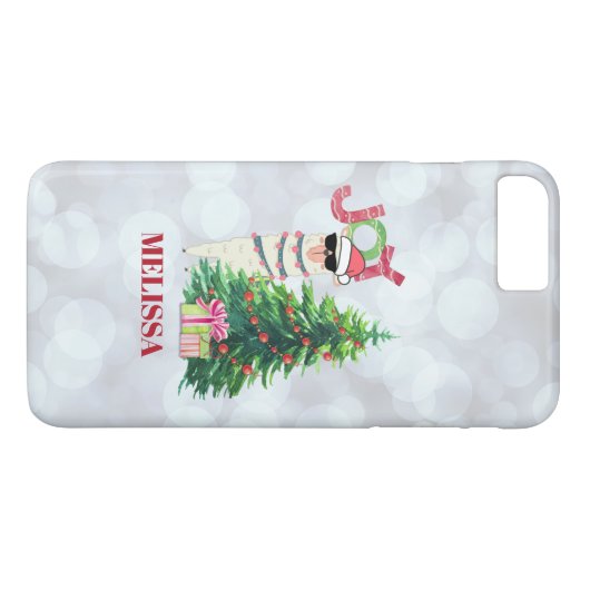Joy Typography | Kerst Llama met boom Case-Mate iPhone Case (Achterkant (Horizontaal))