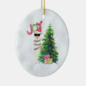 Joy Typography | Kerst Llama met boom Keramisch Ornament (Rechts)