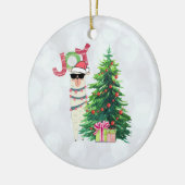 Joy Typography | Kerst Llama met boom Keramisch Ornament (Links)